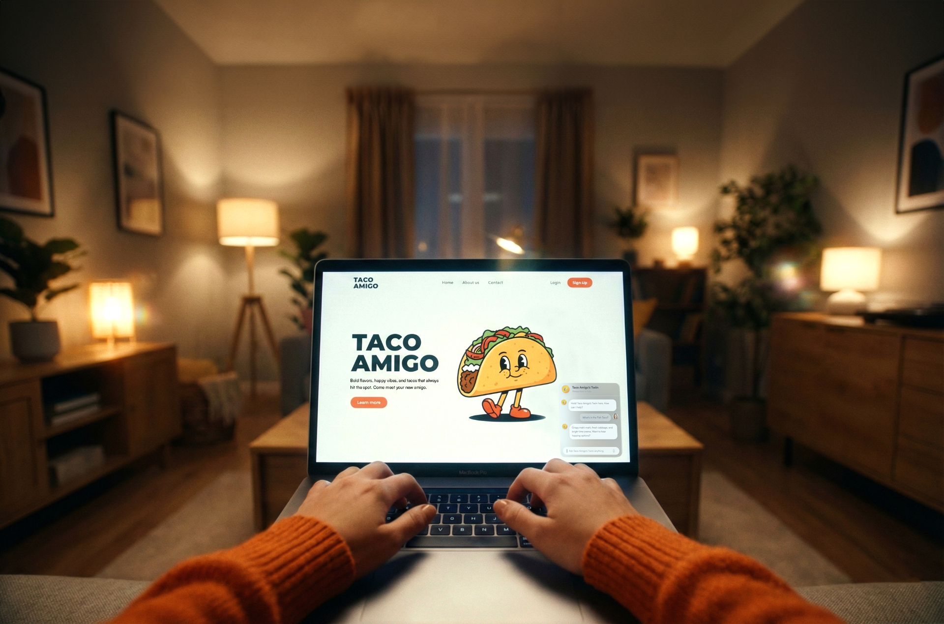 Twiin embedded in a Taco Amigo restaurant ordering interface